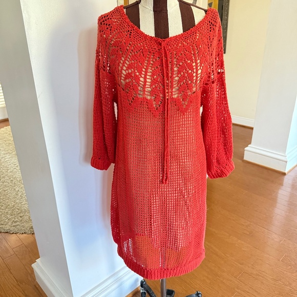 Anthropologie Korovilas Isabel Crochet Dress Small Nude Lined Boho Beachy - Picture 1 of 15